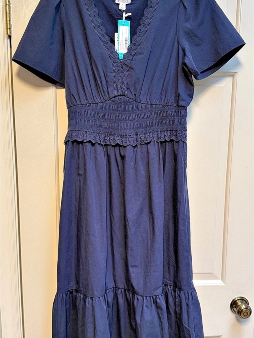 Market & Spruce Darleen Short Sleeve V-Neck Maxi Dress Midi Dress Blue Medium